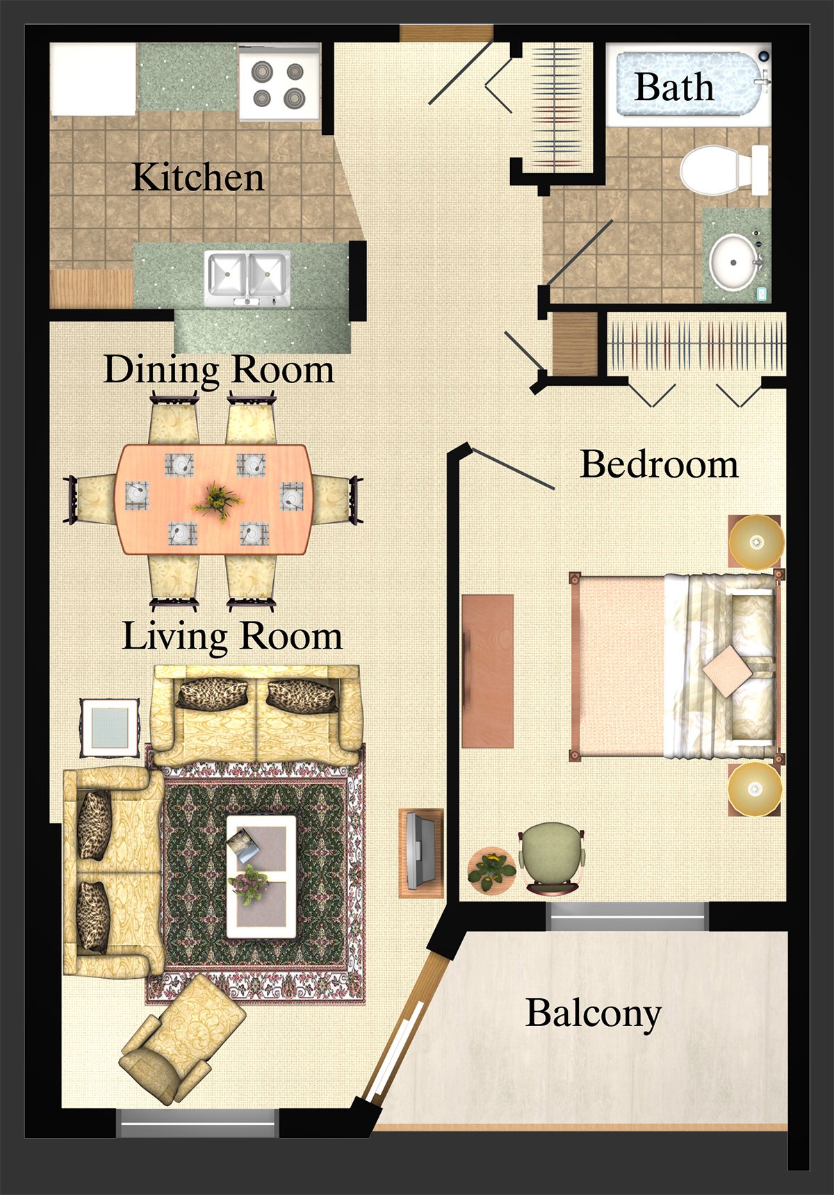 1 bedroom apartment design
