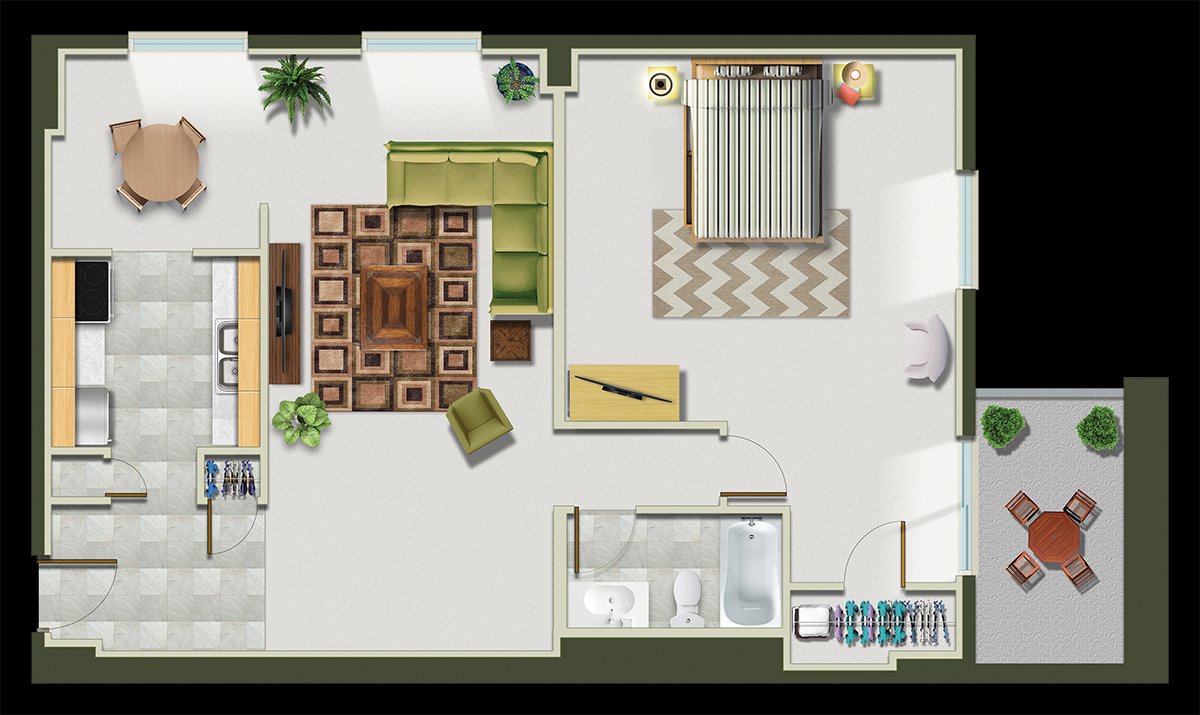Single bedroom apartment layout