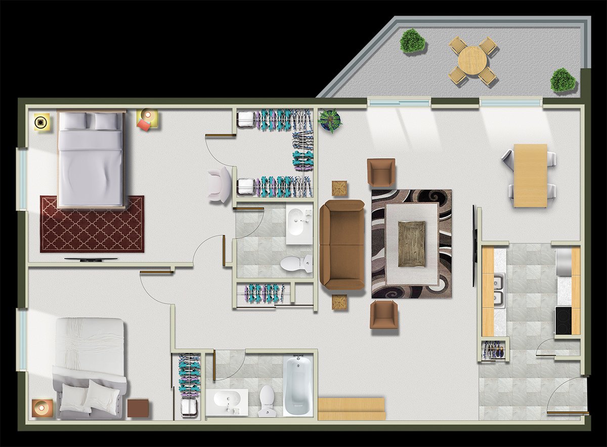 Layout of 2 bedroom apartment in London, Ontario