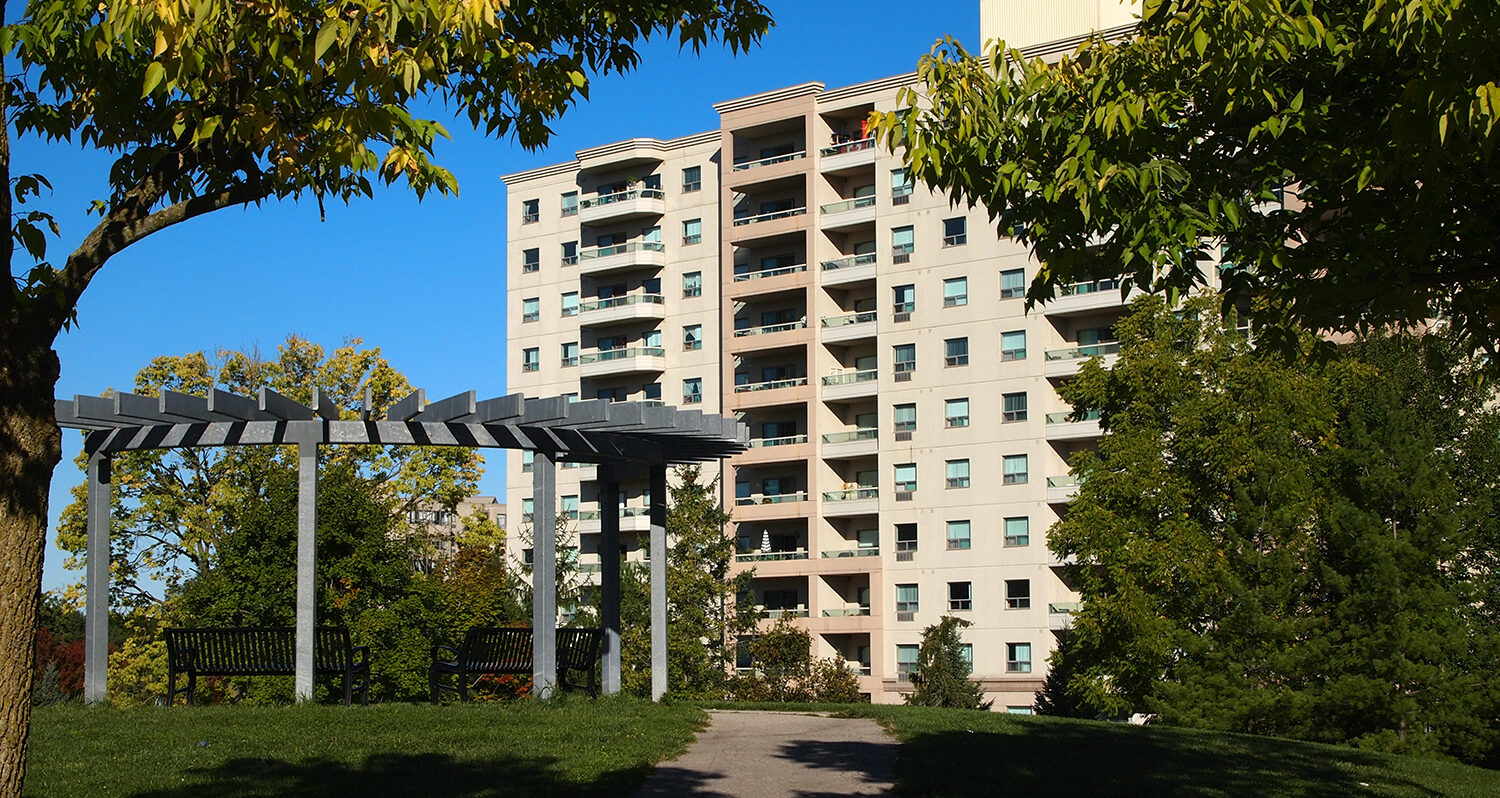Exterior of an apartment building in London, Ontario