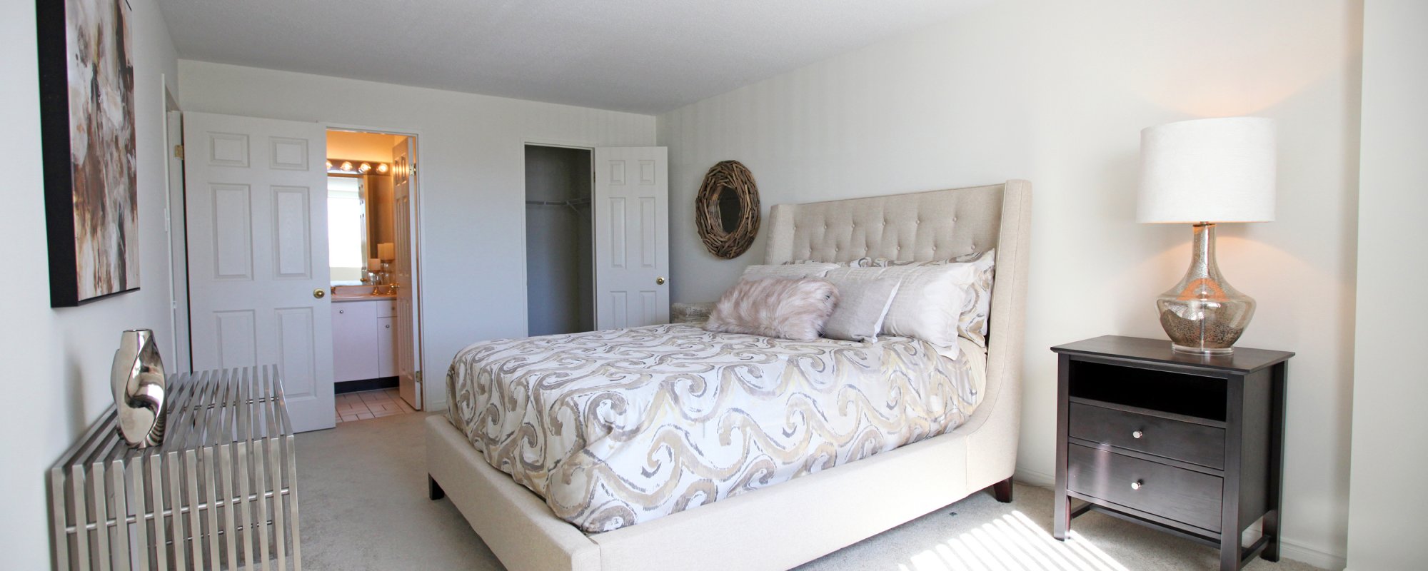 Bedroom in a luxury apartment in London, Ontario
