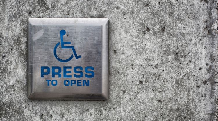 Accessibility buttons outside of an office.